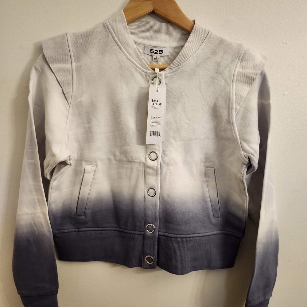 525 America White and Gray Ombre Bomber Jacket